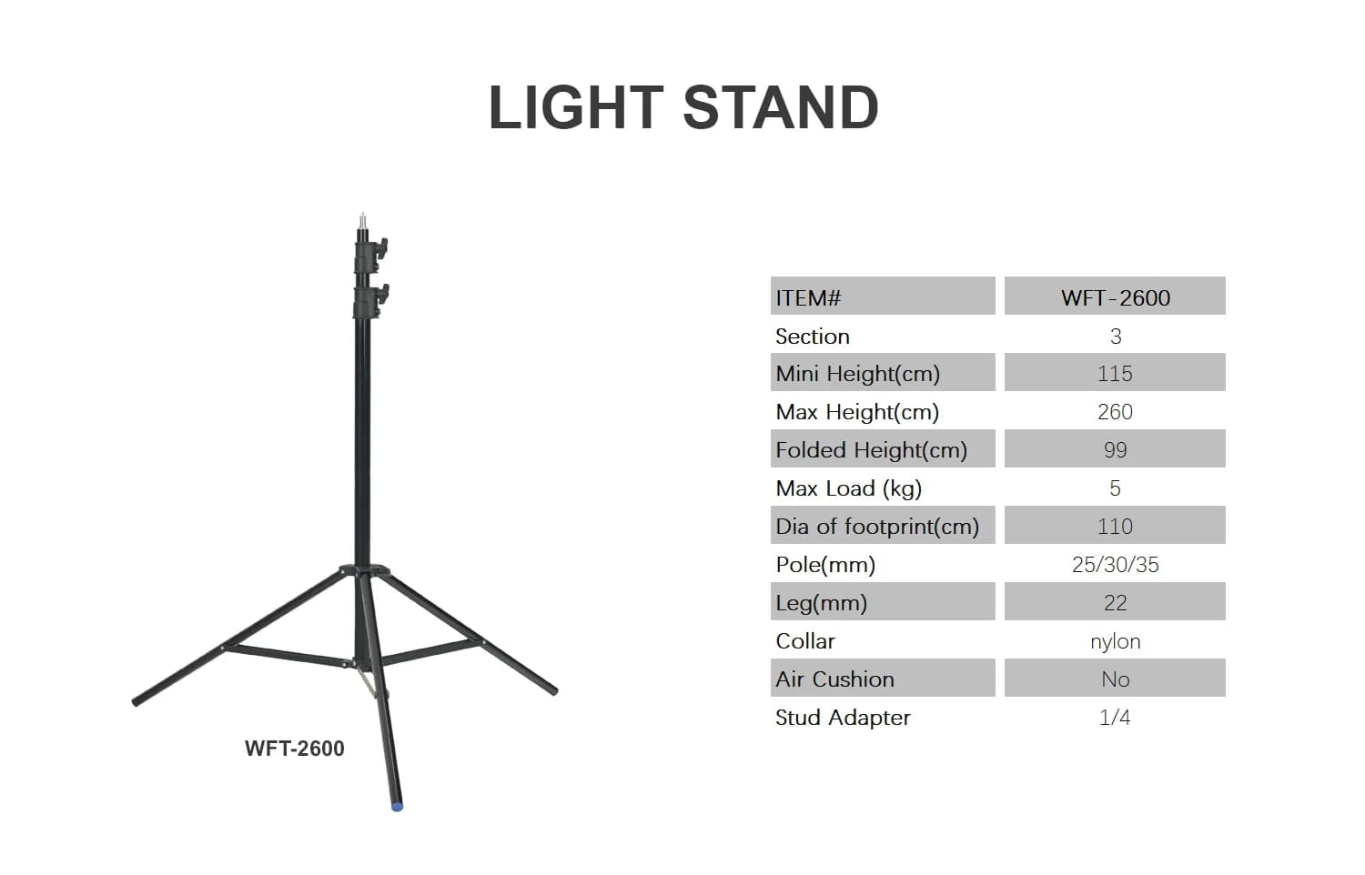 Light Stand WFT-2600 detail 1