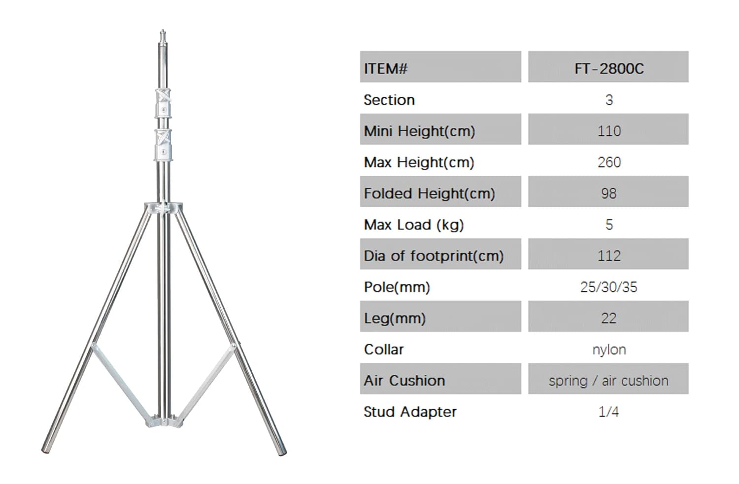 Light Stand FT-2800C detail 1