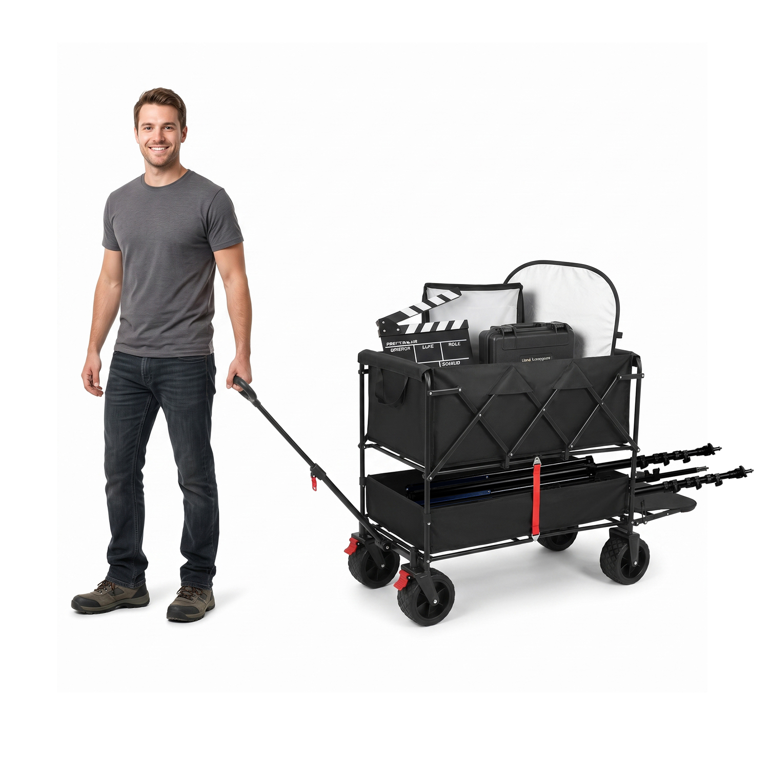 Dual-Layer Folding Photography Utility Wagon - 6