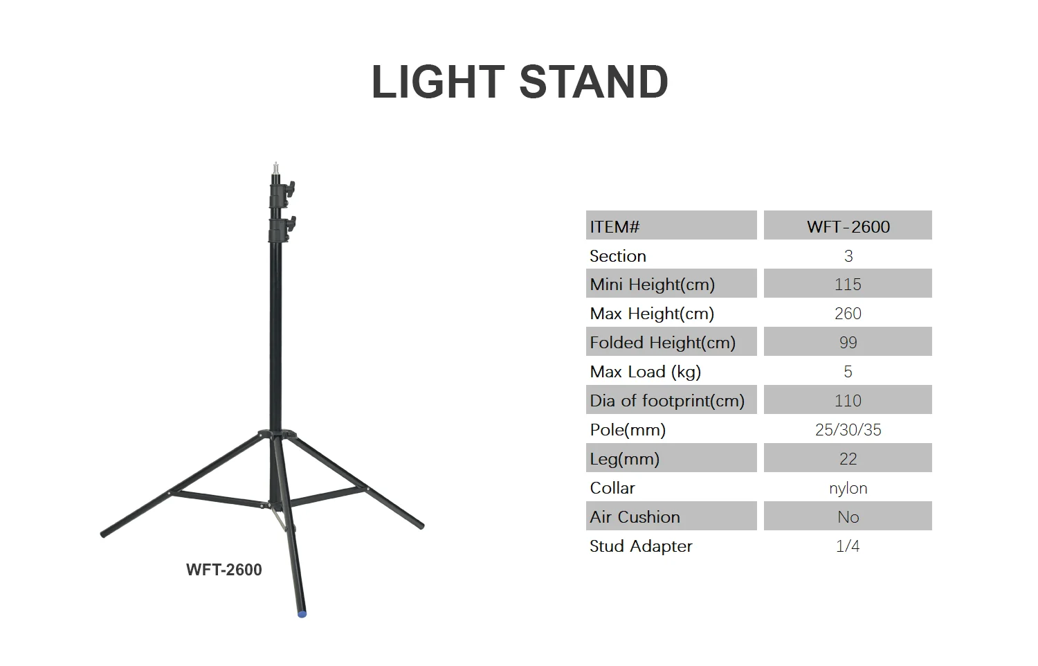 Light Stand WFT-2600 detail 1