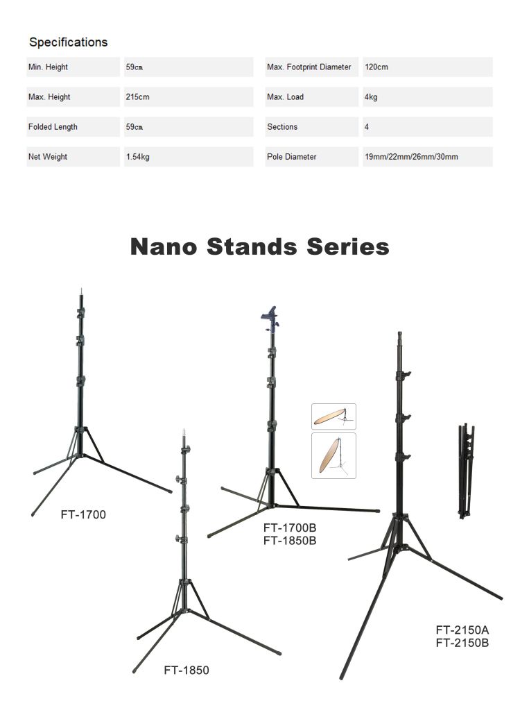 Portable Reversible Nano Plus Light Stand detail 1