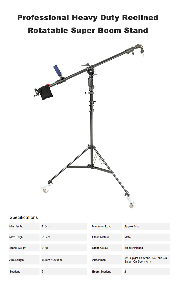Professional Heavy Duty Reclined Rotatable Super Boom Stand detail 1