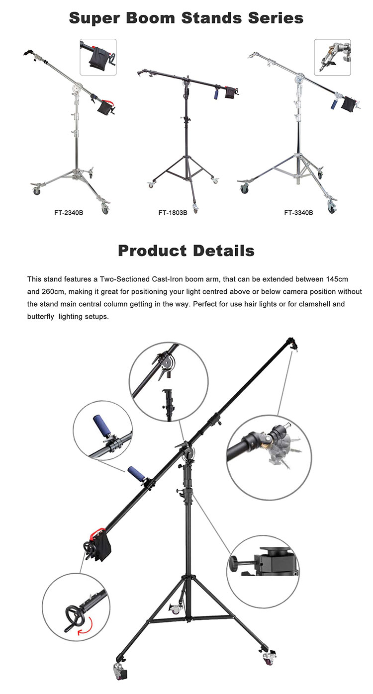 Professional Heavy Duty Reclined Rotatable Super Boom Stand detail 2