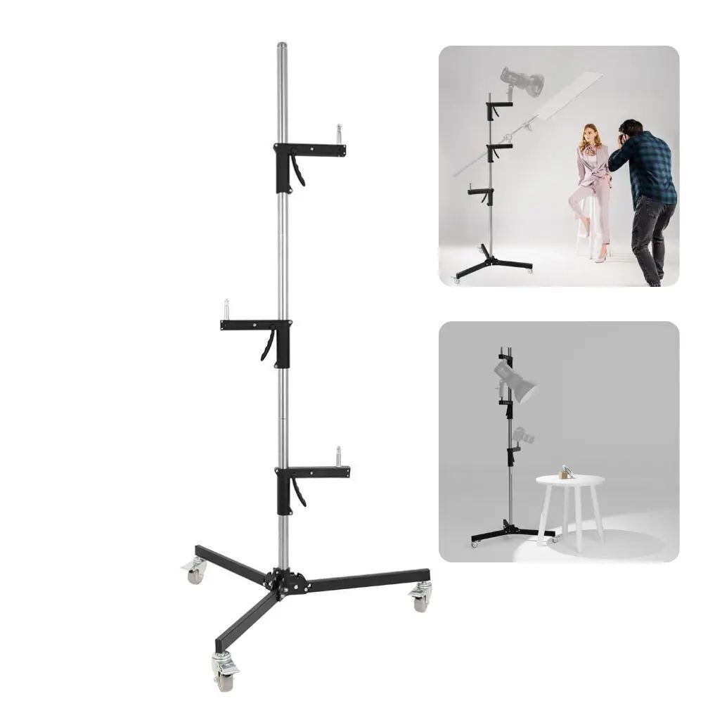 225cm Wheeled Column Stand With 1 Sliding Arm - 2