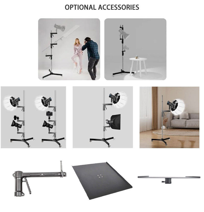 225cm Wheeled Column Stand With 1 Sliding Arm detail 4