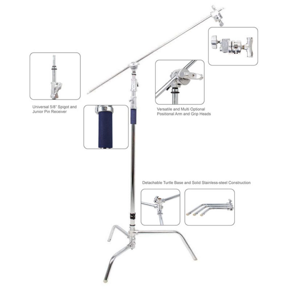 300cm C-Stand with 50 Inch Boom Arm Set (Non Adjustable Legs) - 3