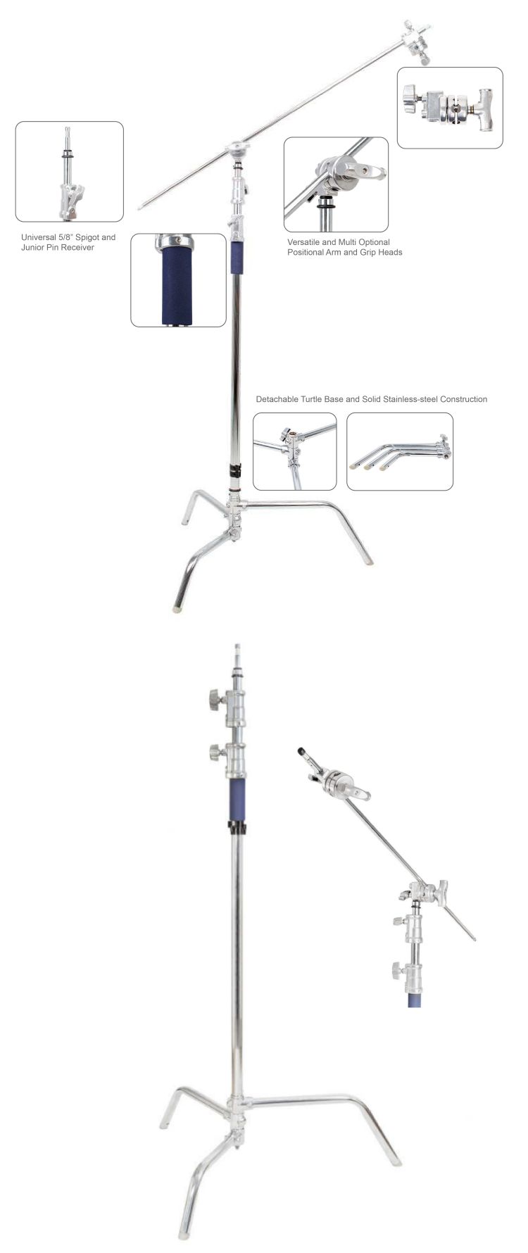 300cm C-Stand with 50 Inch Boom Arm Set (Non Adjustable Legs) detail 2