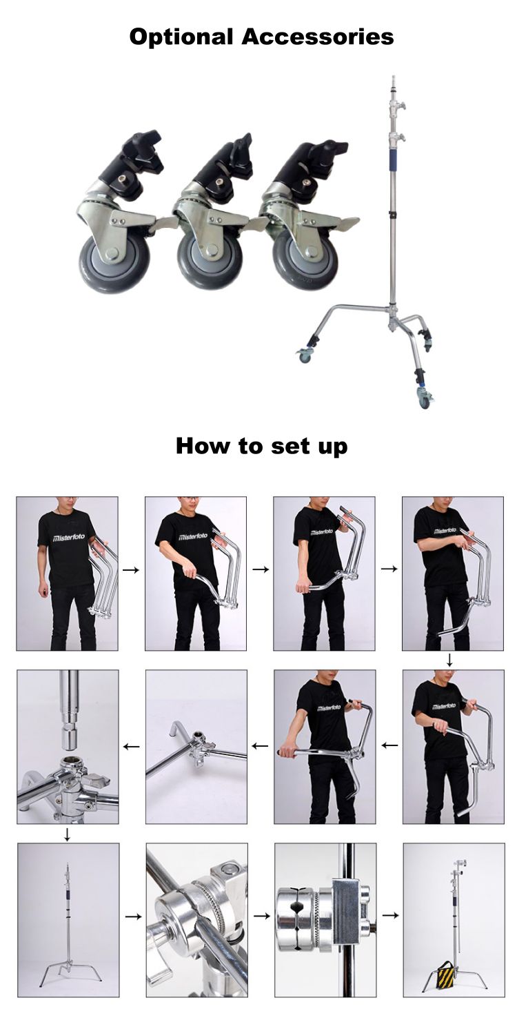 300cm C-Stand with 50 Inch Boom Arm Set (Non Adjustable Legs) detail 3