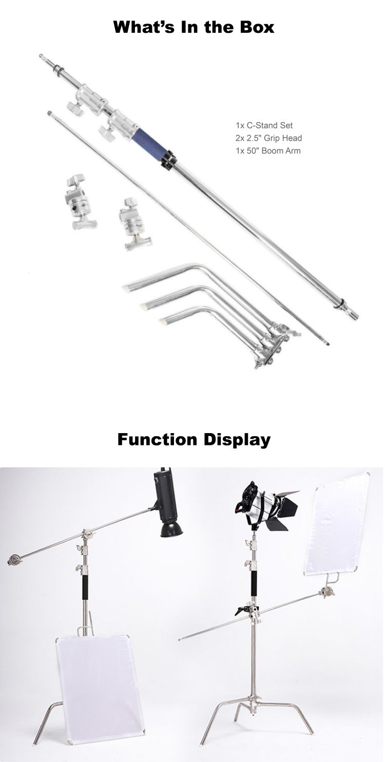 300cm C-Stand with 50 Inch Boom Arm Set (Non Adjustable Legs) detail 4