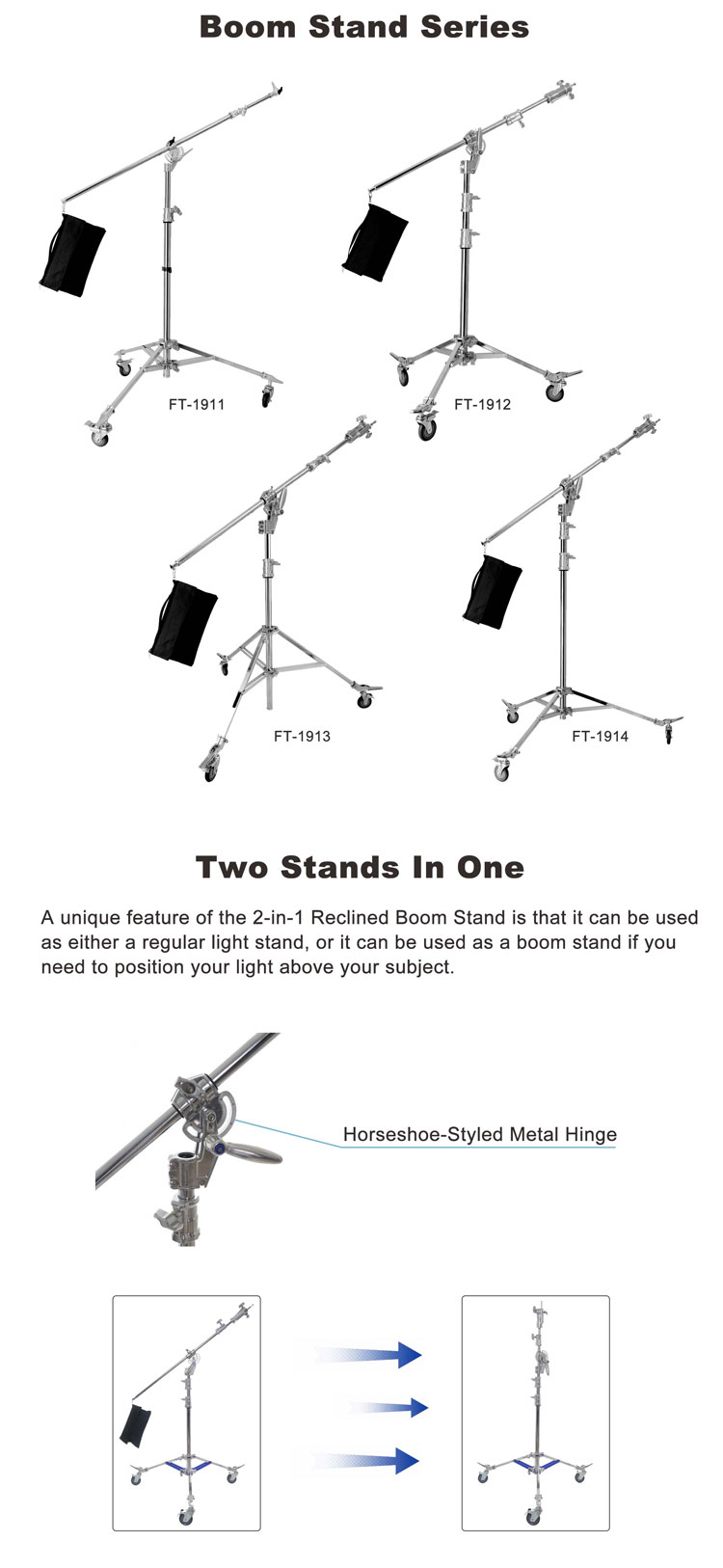 Multifunctional 2 in 1 Boom Stand detail 1