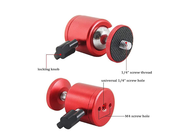360 Degree Rotating Swivel Mini Ball Head 1/4" Screw Mount Holder For DSLR Camera Tripod - 5